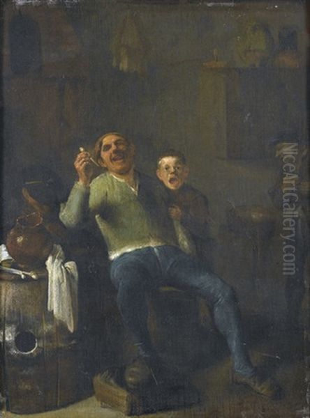 Interieur Mit Lachendem Pfeifenraucher Oil Painting by Pieter Jacobsz (called Colinchovius) Duyfhuysen