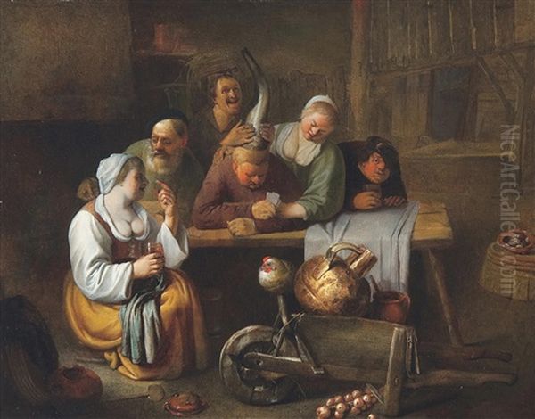 Satirische Voorstelling In Een Boereninterieur Oil Painting by Pieter Jacobsz (called Colinchovius) Duyfhuysen