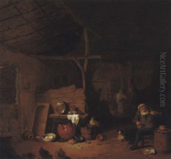 Der Frohliche Zecher In Der Scheune Oil Painting by Pieter Jacobsz (called Colinchovius) Duyfhuysen