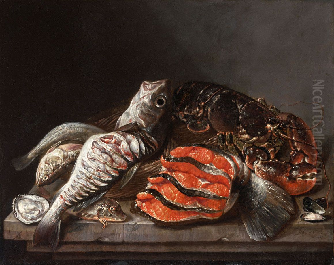 Fish Still Life Oil Painting by Isaac Van Duynen