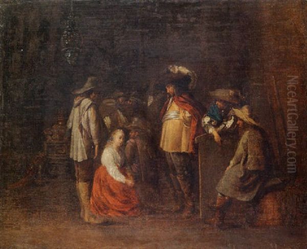A Guardroom Interior With A Courtesan And Officers Oil Painting by Willem Cornelisz Duyster