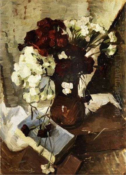 Stillleben Mit Blumen Oil Painting by Tit Yakovlevich Dvornikov
