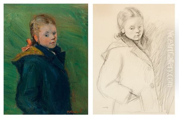 Lena With Coat (1946) Oil Painting by Albert Van Dyck