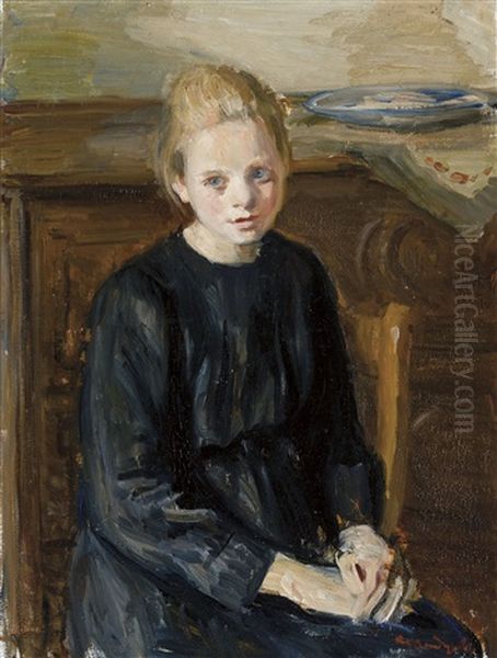 Fille Assise Oil Painting by Albert Van Dyck