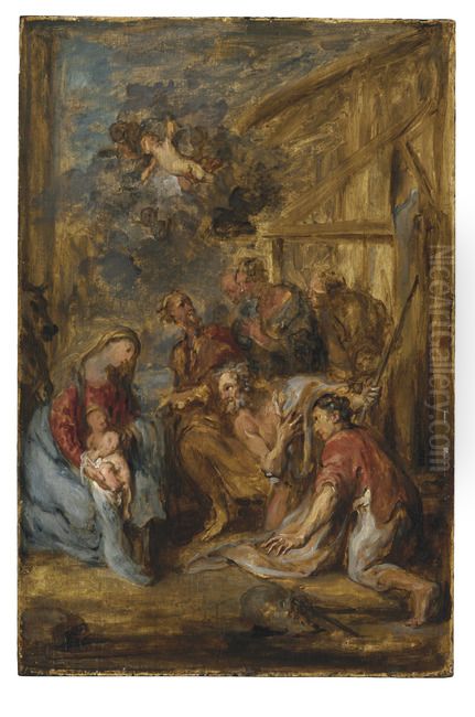 The Adoration Of The Shepherds Oil Painting by Sir Anthony Van Dyck