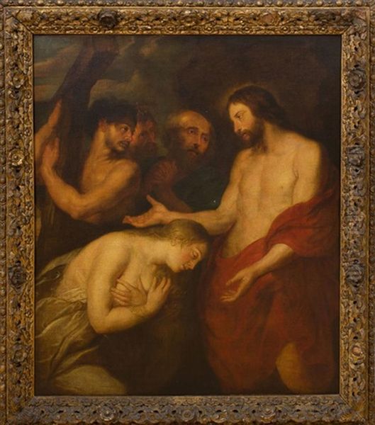 Christ Blessing Mary Magdalene Oil Painting by Sir Anthony Van Dyck