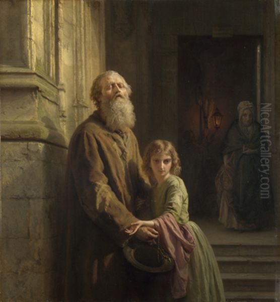 The Blind Beggar Oil Painting by Josephus Laurentius Dyckmans
