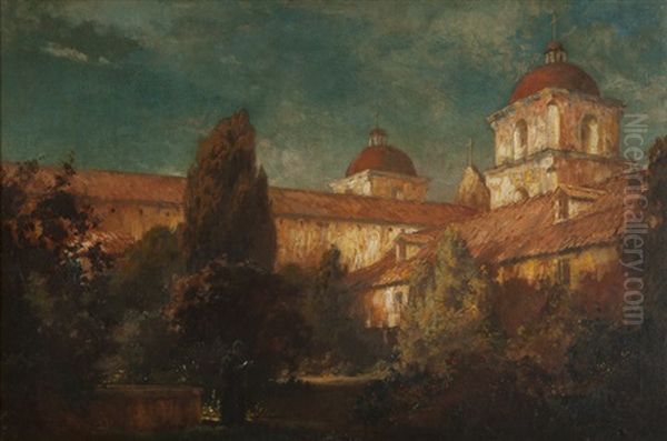 Santa Barbara Mission Oil Painting by Clarkson Dye