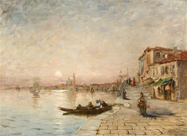 Sunset At Venice Oil Painting by Charles Gifford Dyer