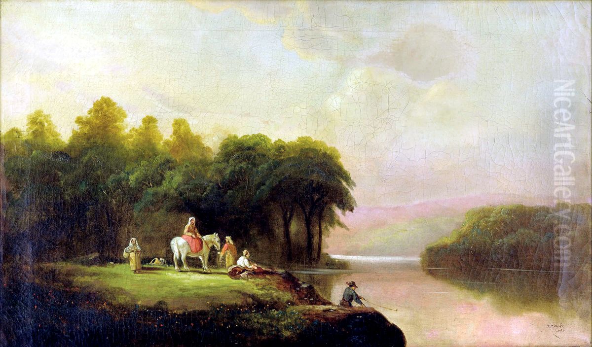 Lanscape With Figures Oil Painting by Samuel P. Dyke