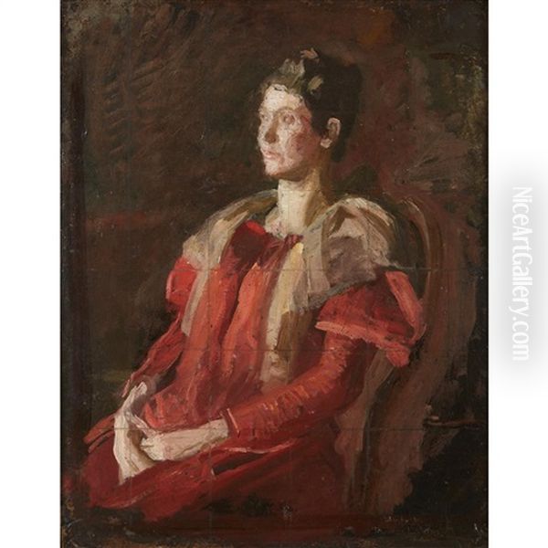 Study For The Portrait Of Mrs. Charles L. Leonard Oil Painting by Thomas Cowperthwait Eakins