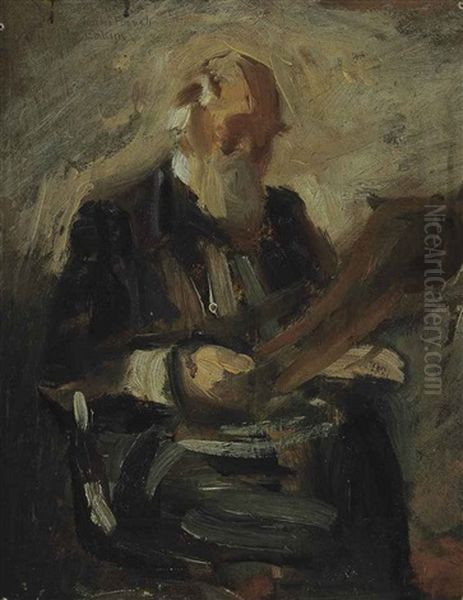 Portrait Of Charles Fussell (preliminary Study) Oil Painting by Thomas Cowperthwait Eakins