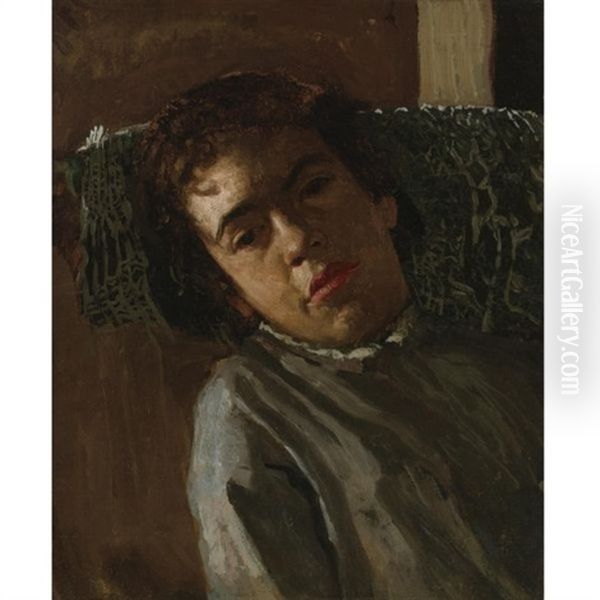 Portrait Of The Artist's Sister, Margaret Eakins Oil Painting by Thomas Cowperthwait Eakins