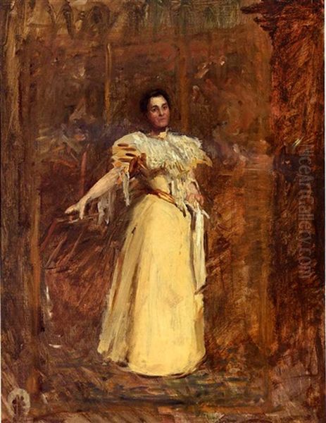 Portrait Of Miss Emily Sartain (study) Oil Painting by Thomas Cowperthwait Eakins