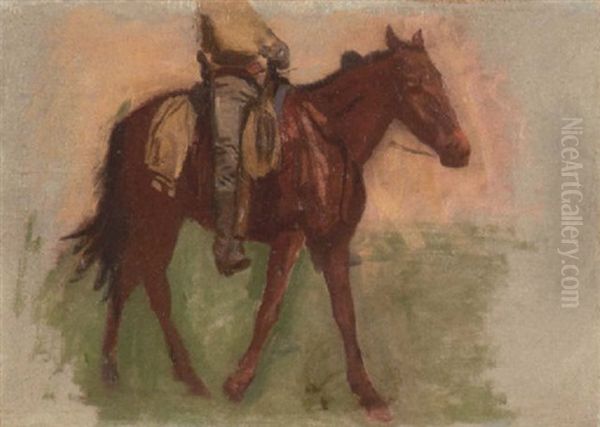 Cowboys In The Badlands Oil Painting by Thomas Cowperthwait Eakins