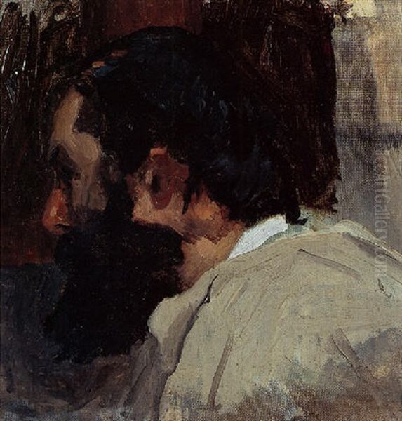 A Student's Head Oil Painting by Thomas Cowperthwait Eakins
