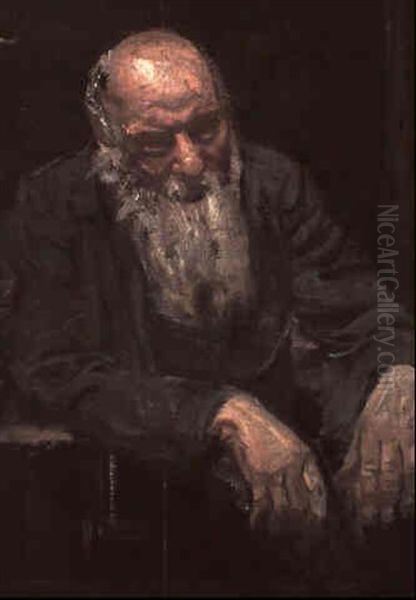 Study Of An Old Man Oil Painting by Thomas Cowperthwait Eakins
