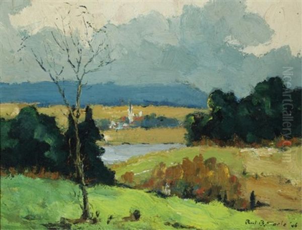 Distant Village Oil Painting by Paul Barnard Earle