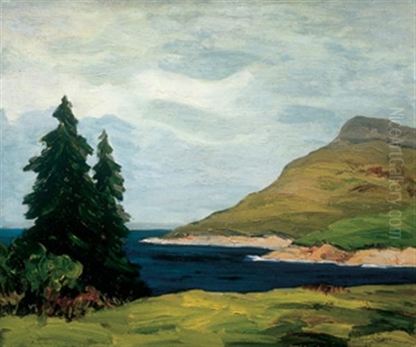 Trees By The Shoreline Oil Painting by Paul Barnard Earle