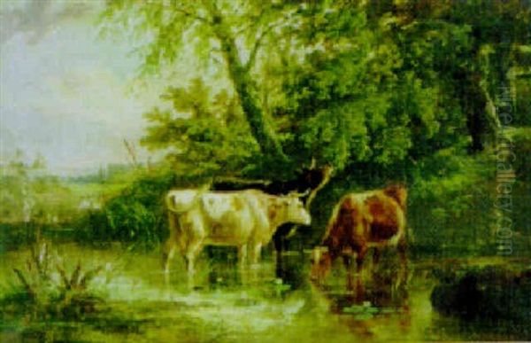 A Quiet Brook Oil Painting by Henry Earp