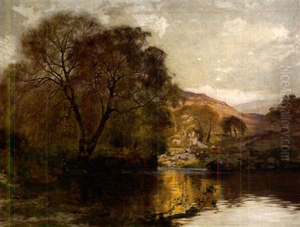 Herbstliche Seenlandschaft Mit Prachtvollem Sonnenlichteinfall Oil Painting by Sir Alfred East