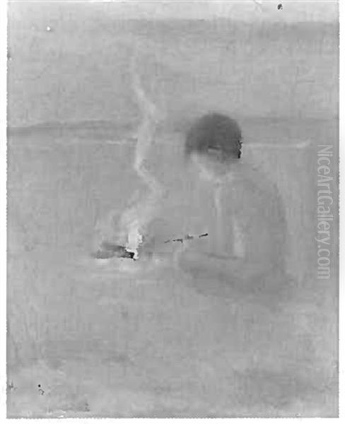 Campire On The Beach Oil Painting by Mary Alexandra Eastlake