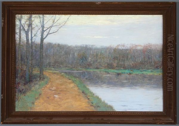 A Misty Morning - A Tonalist Landscape Oil Painting by Charles Warren Eaton