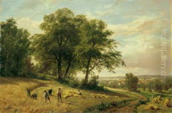 Spatsommerlandschaft In Oberhessen Oil Painting by Fritz Ebel