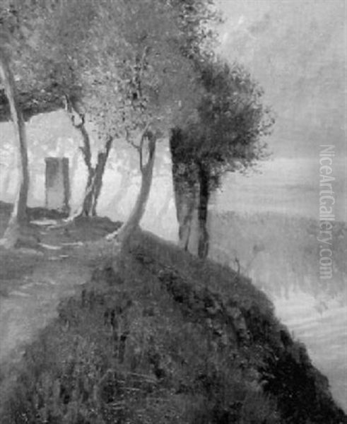 Das Am See Gelegene Haus Im Abendlicht Oil Painting by Hermann Ebers