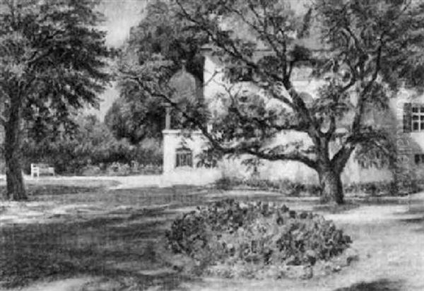 Haus Im Garten (seeshaupt?) Oil Painting by Hermann Ebers