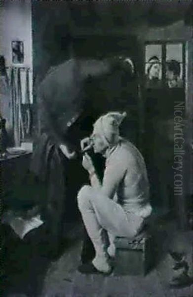 Der Flickschneider, 1833 Oil Painting by Hermann Ebers