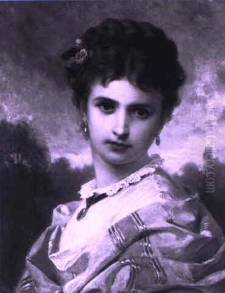 Portrait De Jeune Fille Oil Painting by Anton Ebert