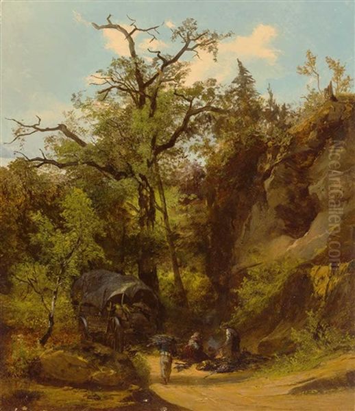 'zigeunerlager Im Walde Oil Painting by Carl Ebert