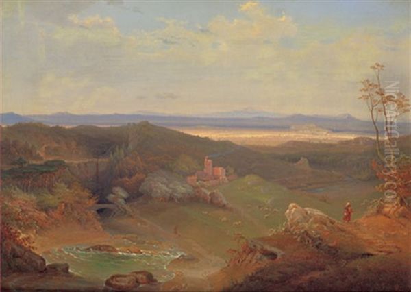 Landschaft Bei Olevano Oil Painting by Carl Ebert