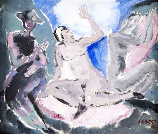 Tri Zeny Oil Painting by Josef Eberz