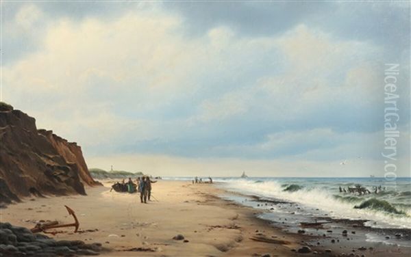 North Sea Beach Near Agger Oil Painting by Christian Eckardt