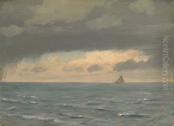 Kleines Segelboot Bei Aufkommenden Unwetter Auf See Oil Painting by Christian Eckardt