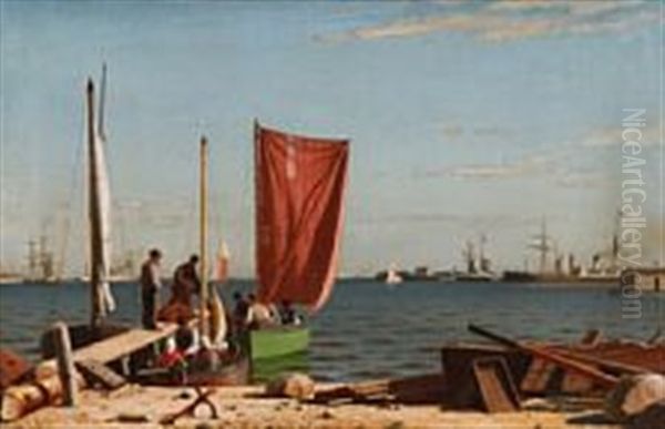 View From Copenhagen Harbour Oil Painting by Christian Eckardt