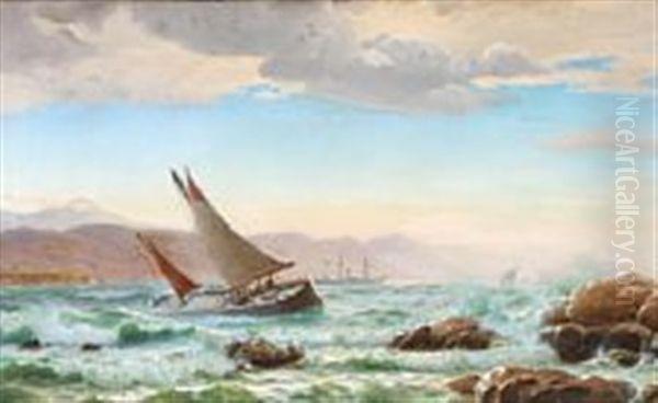 A Roman Bay With Plenty Of Ships Oil Painting by Christian Eckardt