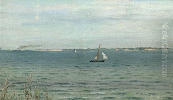 Kleines Segelboot In Einer Fjordlandschaft Oil Painting by Christian Eckardt