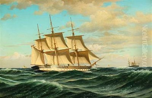 Fregatten Jylland Under Sejl (the Danish Frigate Jylland) Oil Painting by Christian Eckardt
