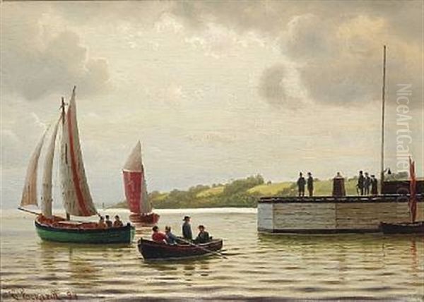 Harbour Scene With A Pilot Boat Oil Painting by Christian Eckardt