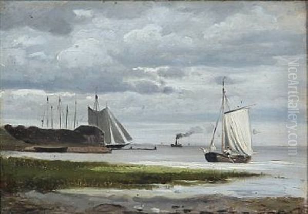 Skovshoved Havn Oil Painting by Christian Eckardt