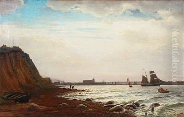 Kystparti Ved Korsor. Diset Formiddag Oil Painting by Christian Eckardt