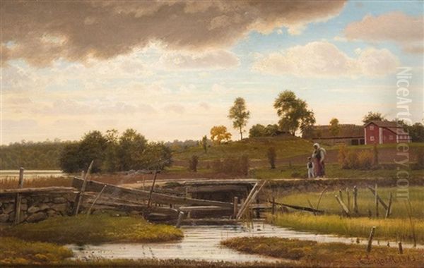 Danische Seenlandschaft Mit Staffage Oil Painting by Christian Eckardt