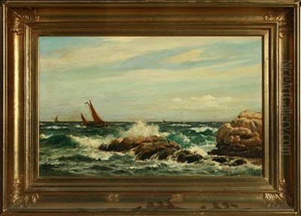 Sailing Boat Off The Scirococo Bay At Spalato, Dalmatia Oil Painting by Christian Eckardt