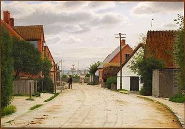 Gadeparti Ved Fakse Ladeplads Oil Painting by Christian Eckardt