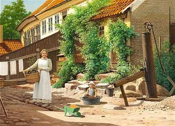 Fra En Gaard I Kalundborg Oil Painting by Christian Eckardt