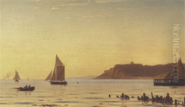 Fiskerbade Ud For Korsor, Eftermiddag Oil Painting by Christian Eckardt