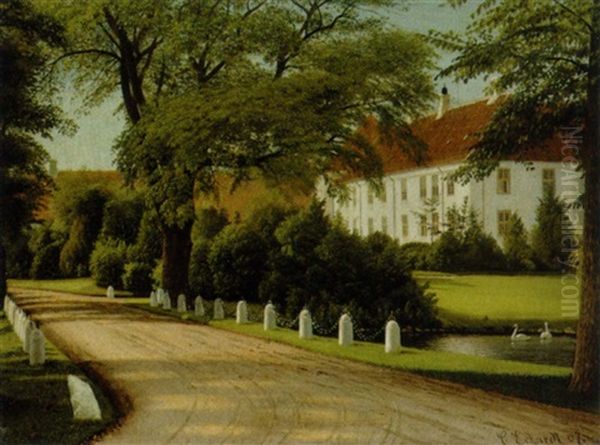 Udsigt Mod Herregarden Wedelsborg Oil Painting by Christian Eckardt